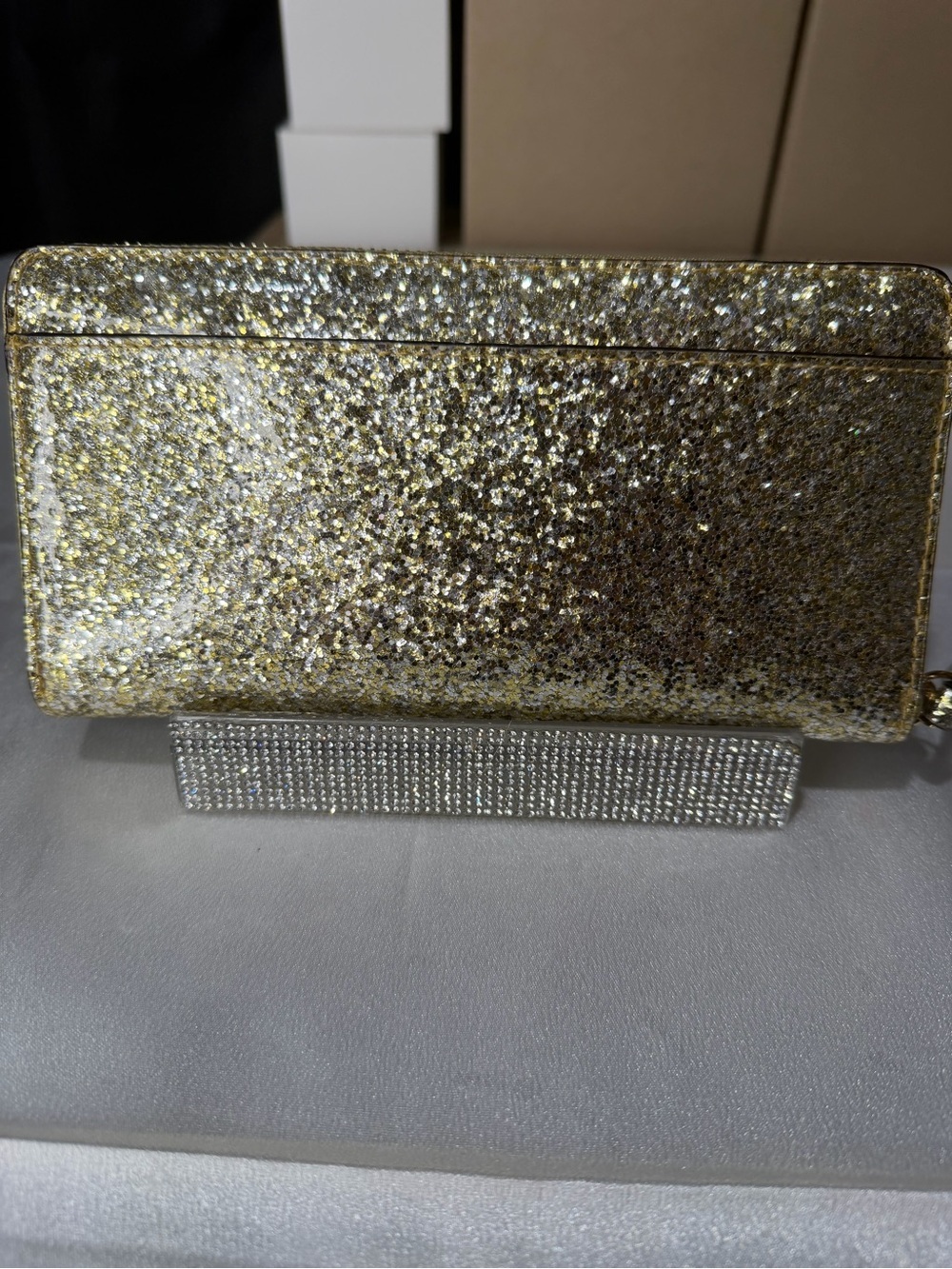 Kate Spade gold glitter clear coat long wallet brand new with story line - Picture 5 of 9